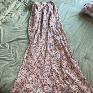 Sage Floral Maxi Skirt in Cream and Purple